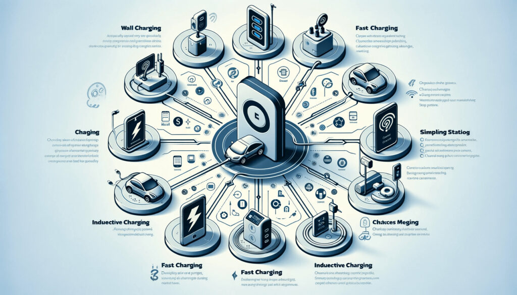 A diagram showing different charging network options and their respective benefits